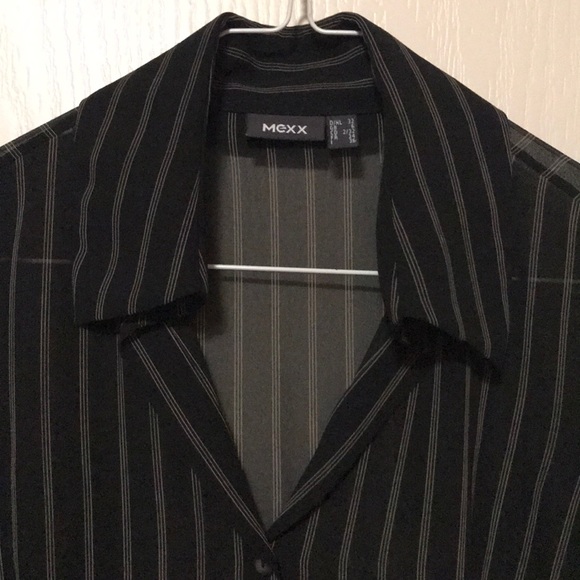 Pin-striped black chiffon blouse - Picture 2 of 4